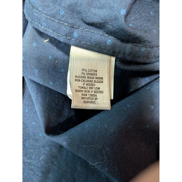 Bonobos Mens Large Blue Polka Dot Slim Fit Button Down Shirt - Picture 7 of 8